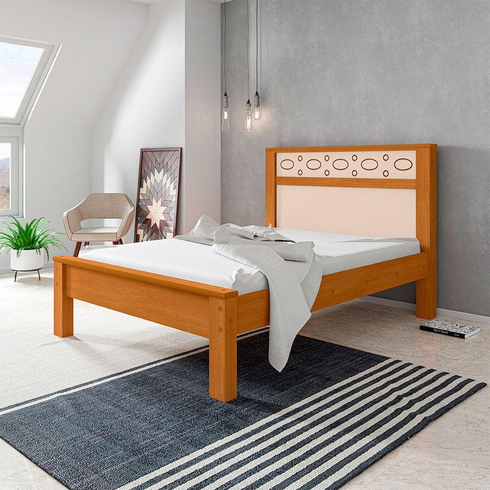 Cama Casal em Mdf Las Vegas - Nature/off White