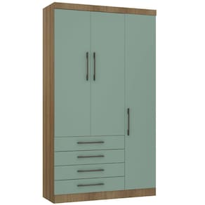 Guarda Roupa Modulado 132cm 3 Portas e 4 Gavetas Paris Luciane Móveis