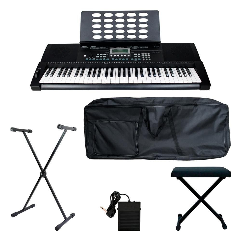 Kit Teclado Revas KB-330 + Capa + Suporte + Pedal P + Banco