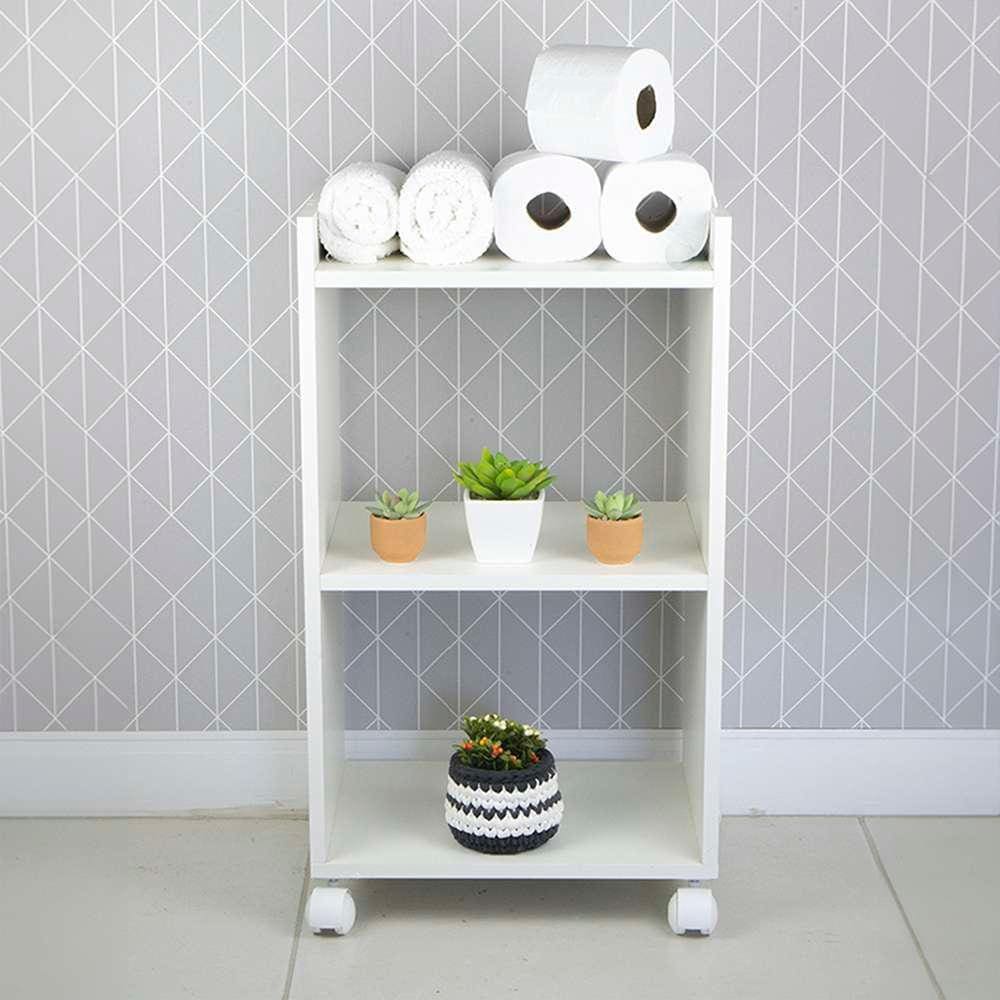 Nicho Organizador Móvel Multiuso Branco para Banheiro com Rodízio 40cm