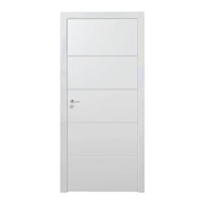 Kit Porta de Madeira 210x80cm Frisada Laqueada Esquerda Moldufama Branco