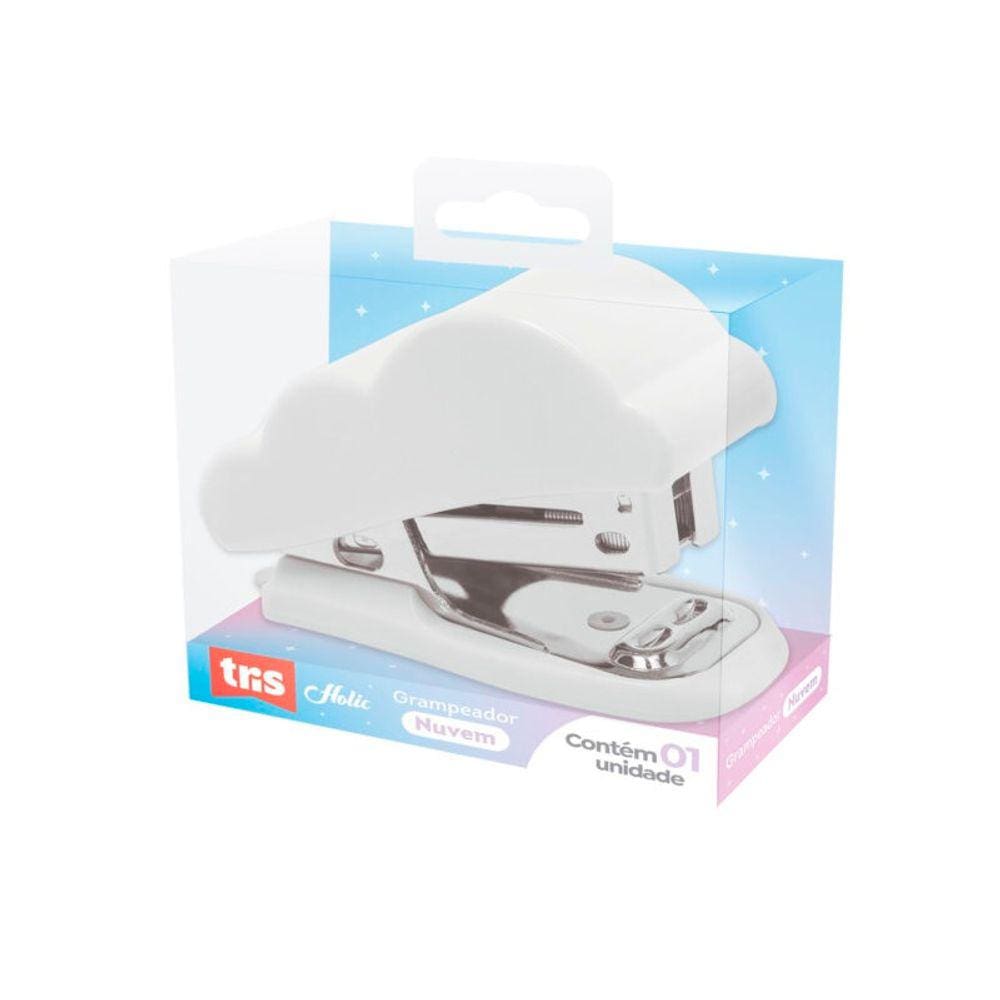 Grampeador Mini Nuvem Branco até 20 Folhas Holic Dreamy -Tris