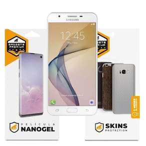 Película De Nano Gel Dupla + Traseira Fibra De Carbono Para Samsung Galaxy J7 Prime - Gshield