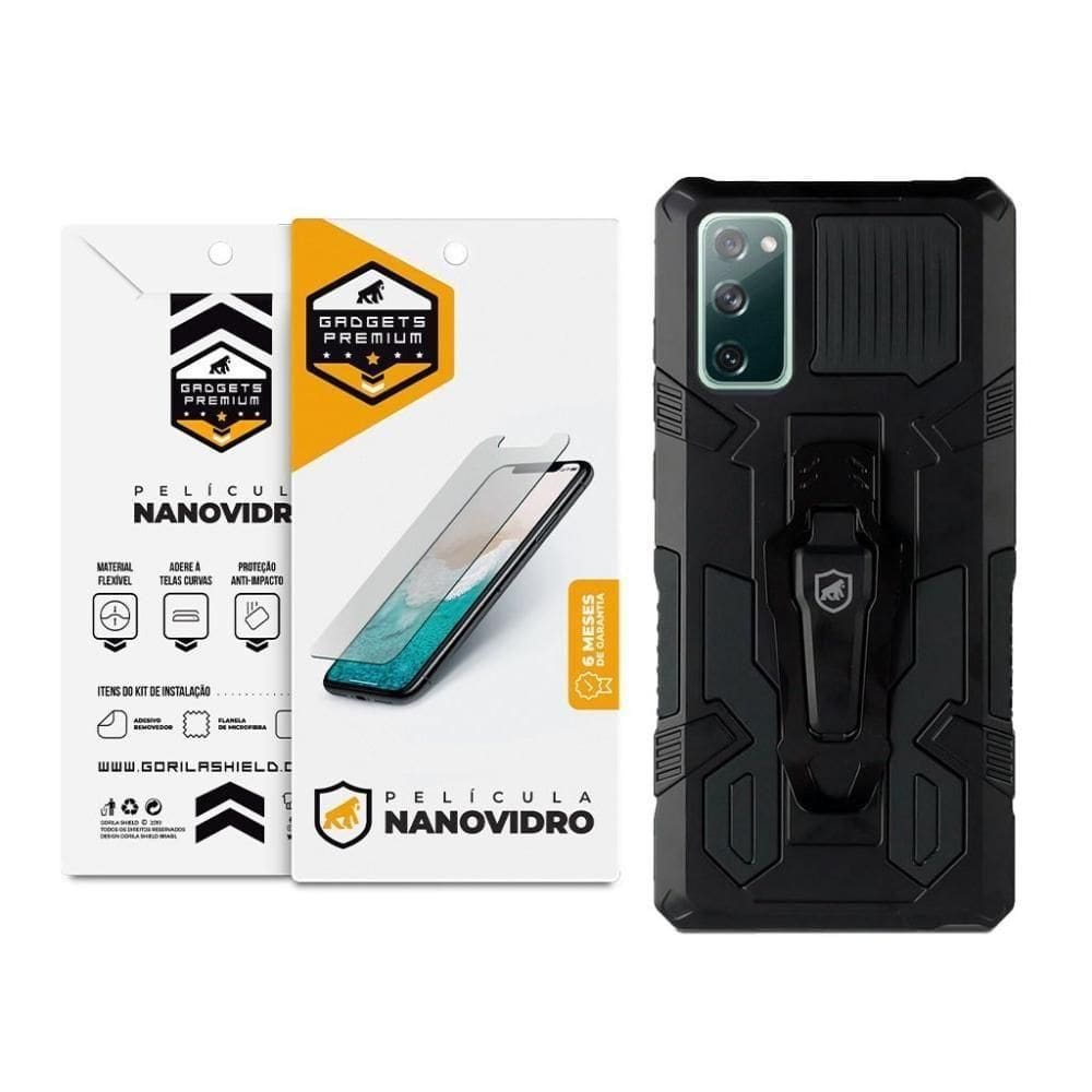 Kit Capa Case Capinha Clip E Pelicula Nano Vidro Samsung Galaxy S20 Fe - Gshield