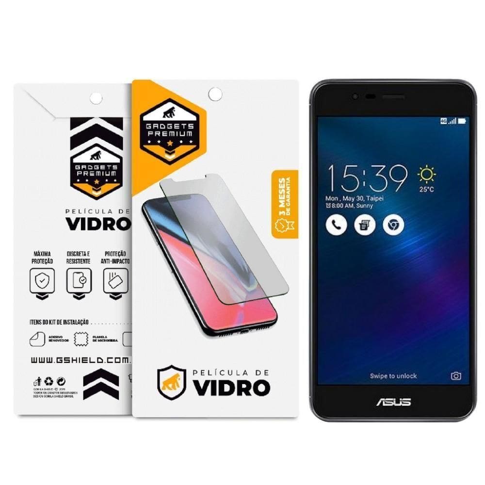 Películas Para Asus Zenfone 3 Max 5.2 : Vidro Dupla + Traseira Fibra De Carbono - Gshield