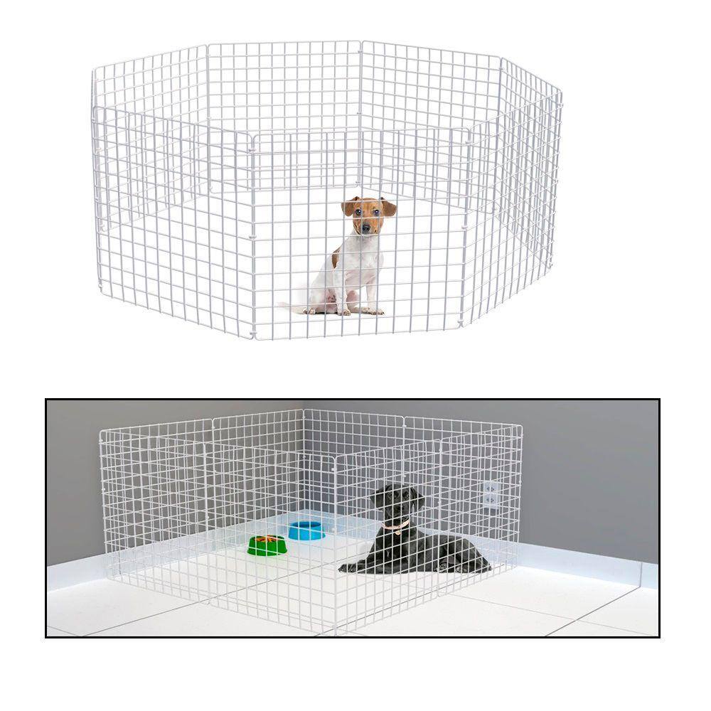 Cercado Móvel Cachorro Pequeno Porte Gato Cercadinho Articulado Pet 8 Telas 60cm Altura Branco