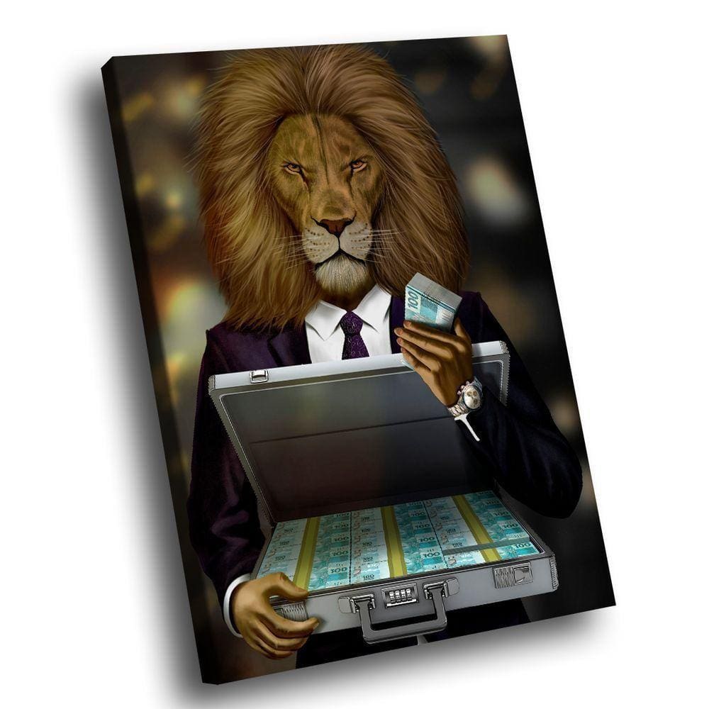 Quadro Decorativo Lion Money Pequeno 60x40