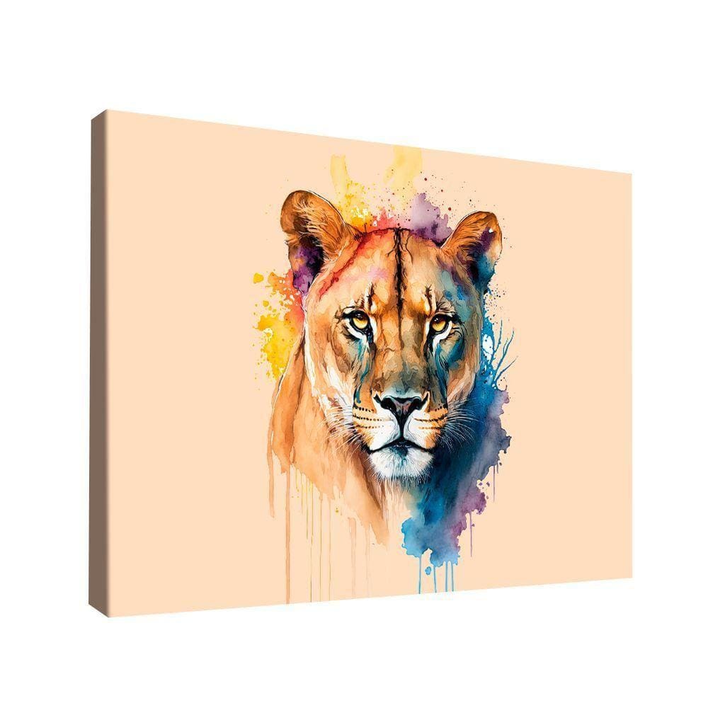 Quadro Decorativo Leoa Colorida Pequeno 60x40