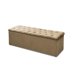 Calçadeira Báu Sofia 140cm Suede Bege - Vallisa Decor