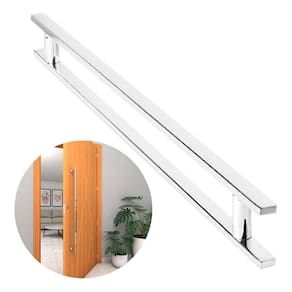 Puxador Porta Pivotante Madeira Vidro 60Cm Inox 304 Escovado