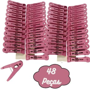 Prendedor de Roupa 48 Peças Plástico Resistente Pregador Varal Rosa
