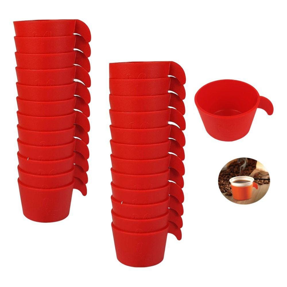 Conjunto Copete 24 Porta Copos Descartável Cantinho Café Plástico Vermelho - AMZ