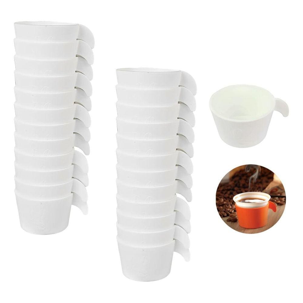 Conjunto Copete 24 Porta Copos Descartavel Cantinho Cafe Plastico Branco - AMZ