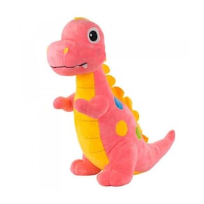 Dinossauro De Pelúcia Rosa Com Bolinha 35 Cm
