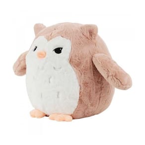 Coruja De Pelúcia Rosê Olhos Charmosos 27 Cm