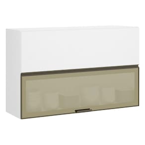 Armário Basculante 120cm 2 Portas E C/Vidro Reflecta Bronze