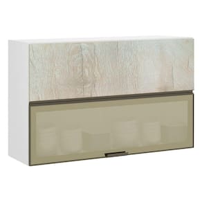Armário Basculante 120cm 2 Portas E C/Vidro Reflecta Bronze