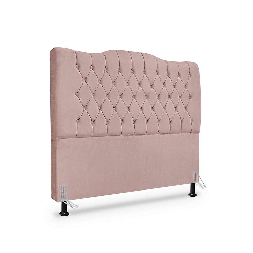 Cabeceira King  Estofada Dunas - Veludo Rose