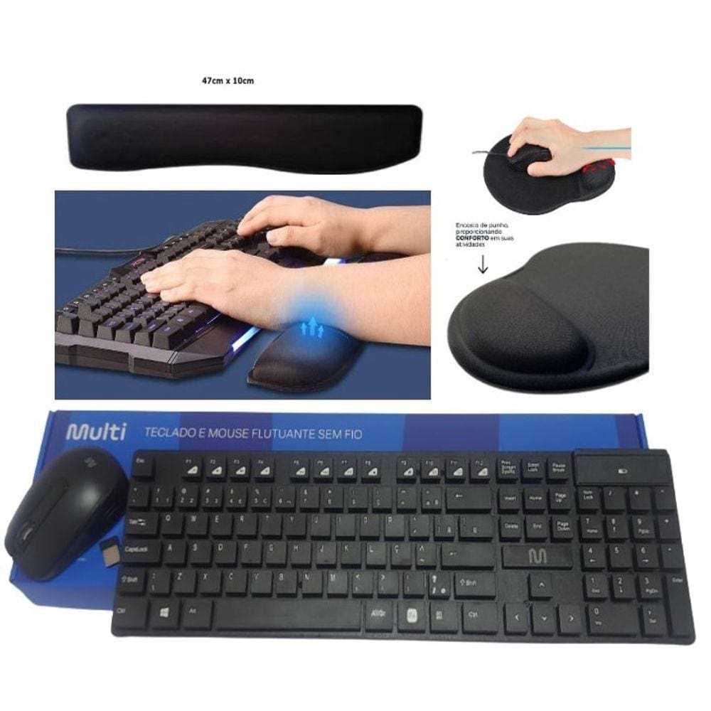 Combo Teclado e Mouse Sem Fio Multimídia USB Preto Multi - TC212