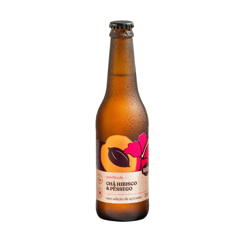 Kit 2X: Chá de Hibisco com Pêssego Gaseificado Brazô 350ml