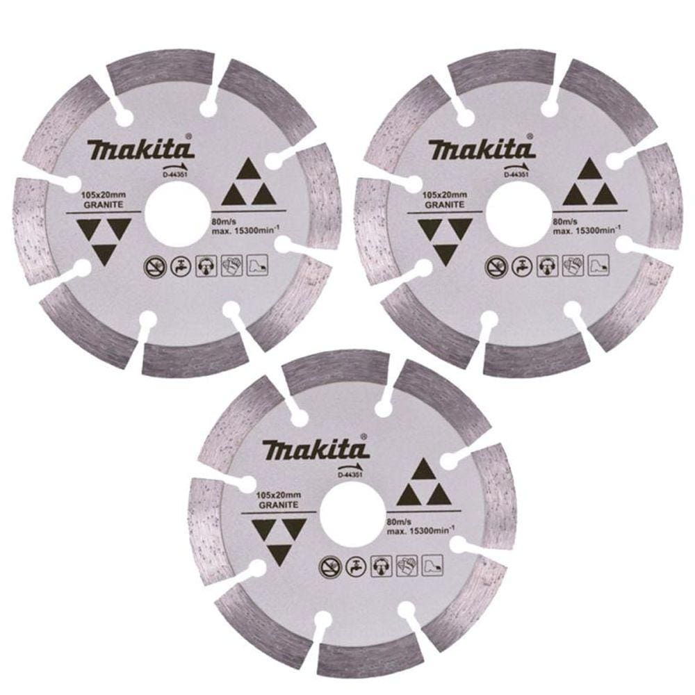 Disco de Corte Diamantado 4.1/8 POL 105 MM para Granito D-44351 com 3 Unidades MAKITA
