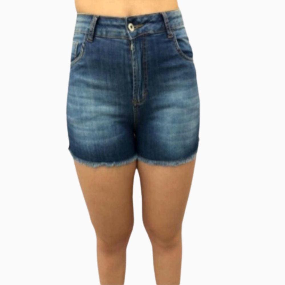 Shorts Riu Kiu Jeans Hot Paint Faixa Lateral 1355 Azul.