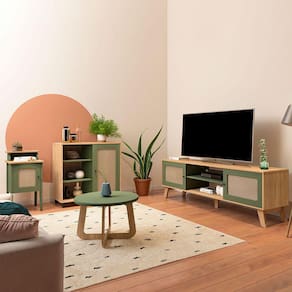 Sala de Estar Completa para TV Até 75 Polegadas Charlotte 4 Portas 3 Prateleiras Carvalho - Pnr Móveis