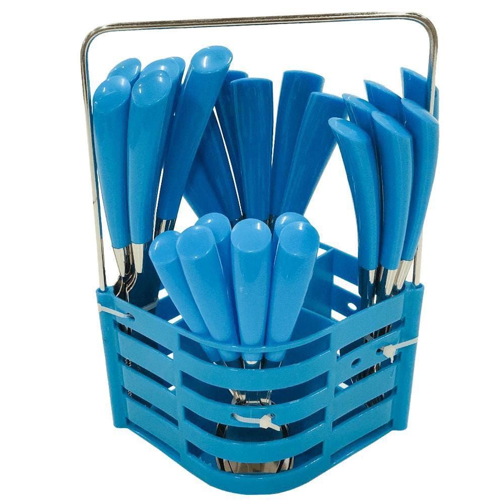 Conjunto de Talheres c/ Dispenser 24 Peças Azul - Jiale