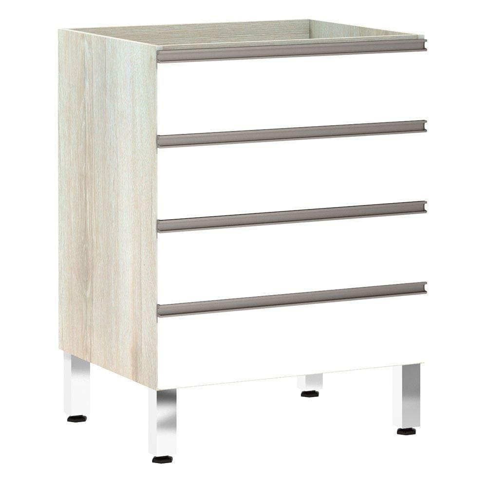 Balcão Sem Tampo 60cm Luci Legno Crem e Branco