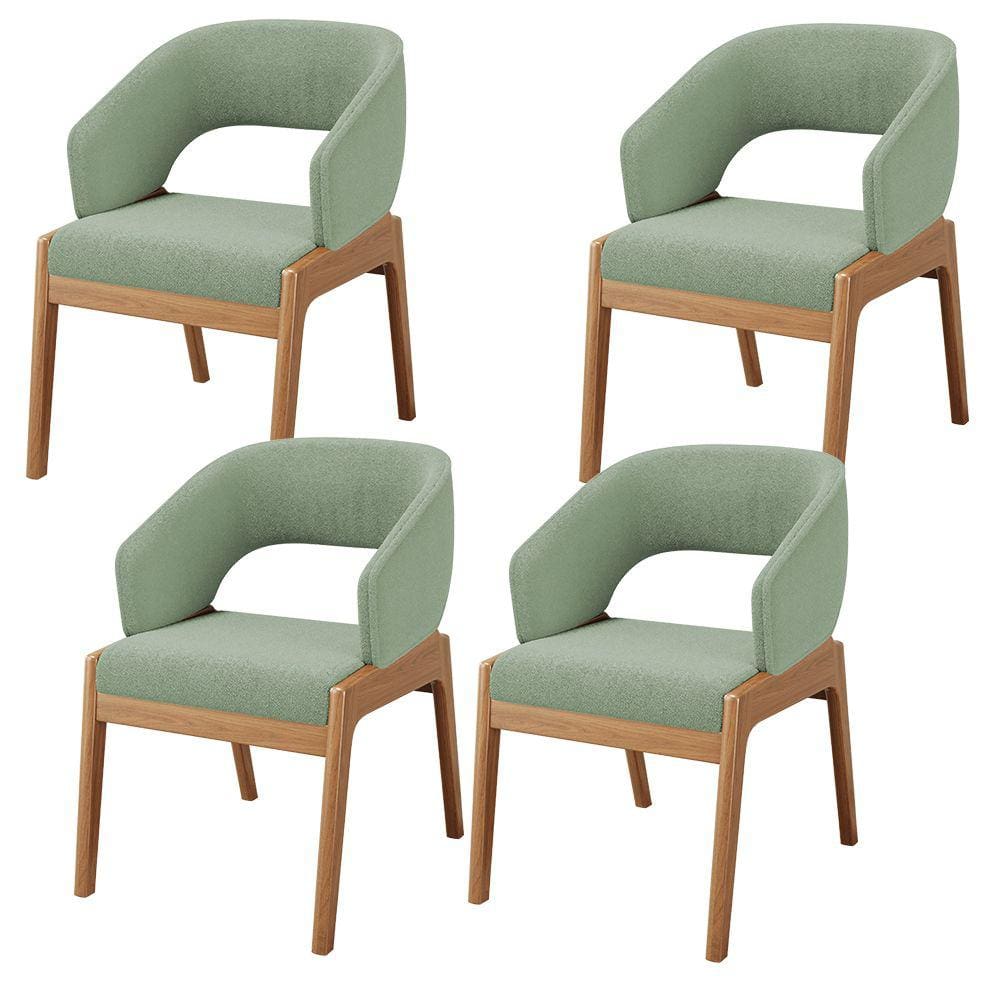 Kit 04 Cadeiras de Jantar e Estar Living Estofada Lince L02 Bouclê Oliva - Lyam Decor