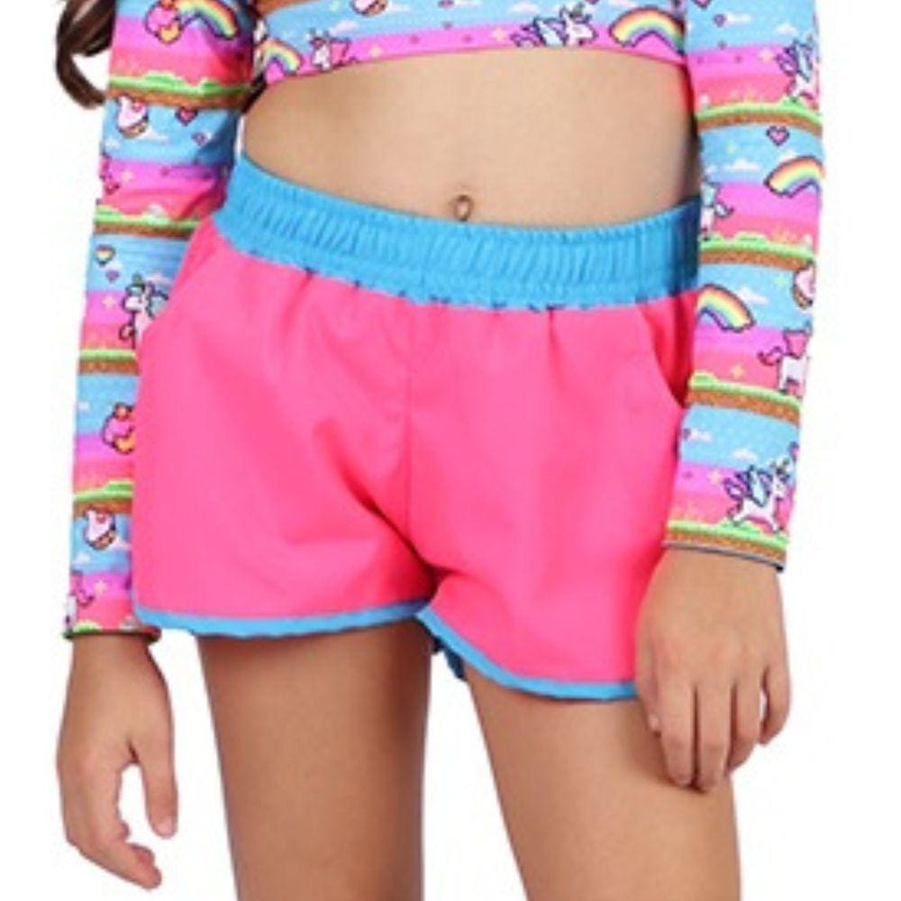 Short Rosa e Azul Letícia Siri Kids Moda Praia