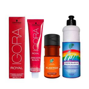 Kit Flamingo, 8.77 Louro Claro Cobre Extra e Creme Diluidor