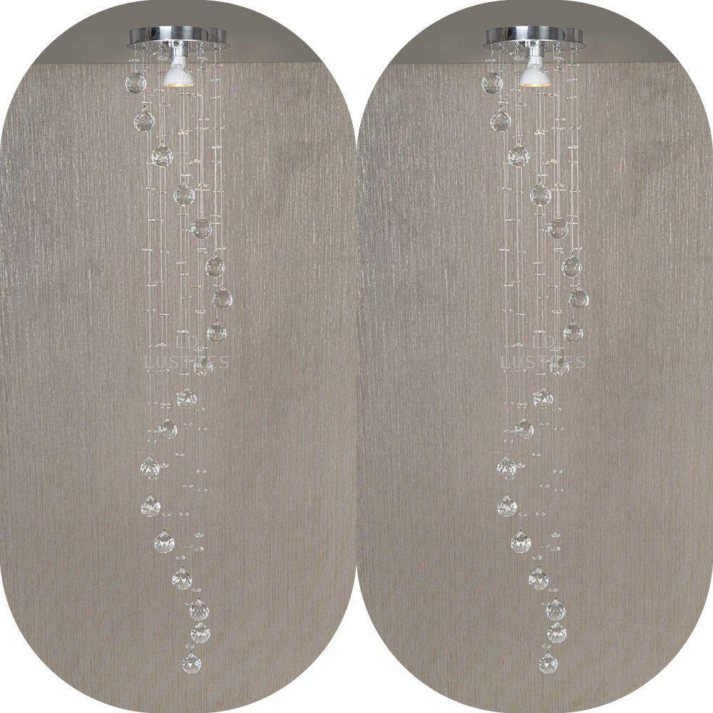 Kit 02 Lustre Em Cristais Para Quarto Lavabo Com Até 1,50m