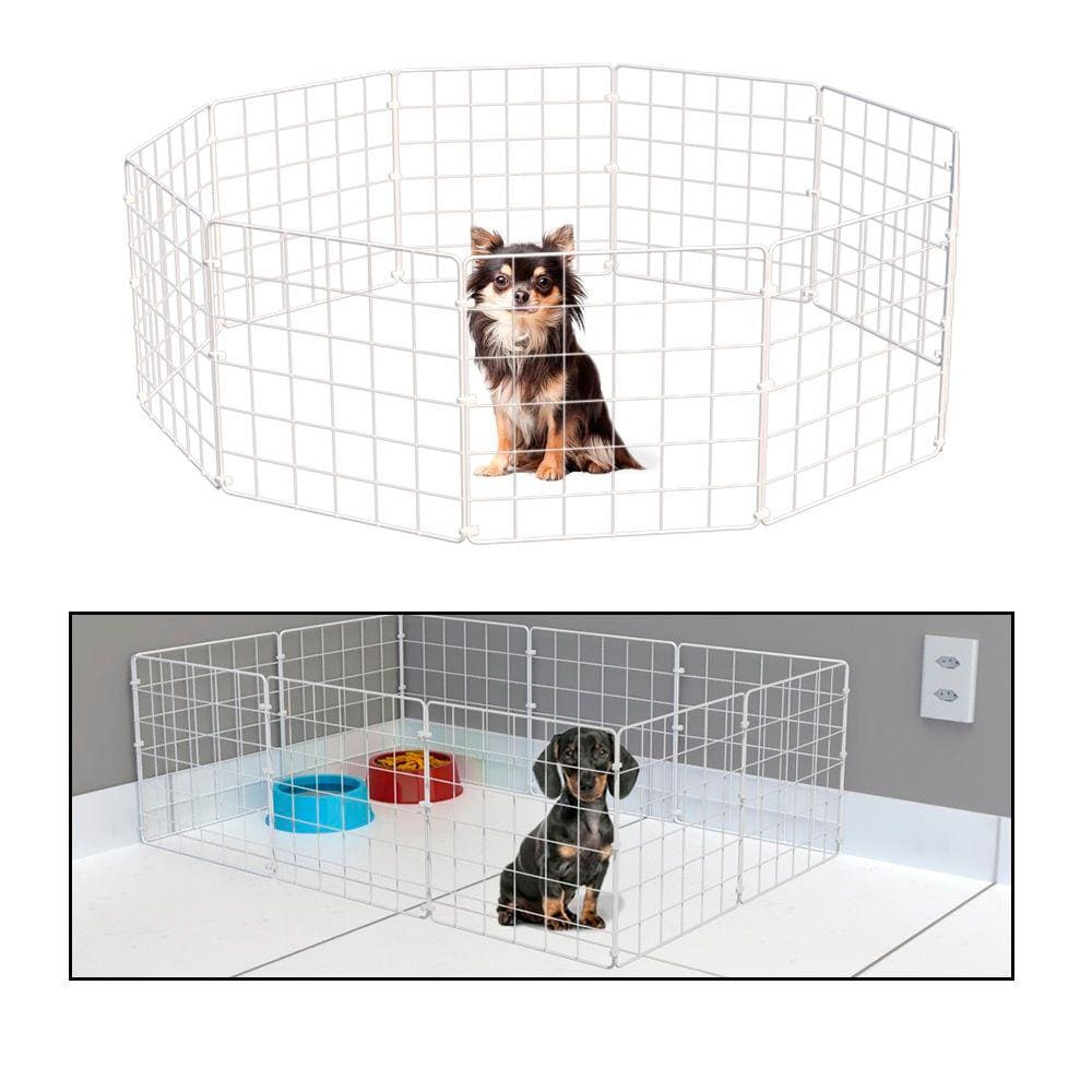 Cercado Móvel para Cachorro de Pequeno Porte Porquinho da Índia 10 Telas 30cm Altura Branco