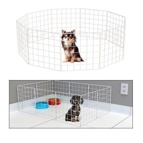 Cercado Móvel para Cachorro de Pequeno Porte Porquinho da Índia 10 Telas 30cm Altura Branco