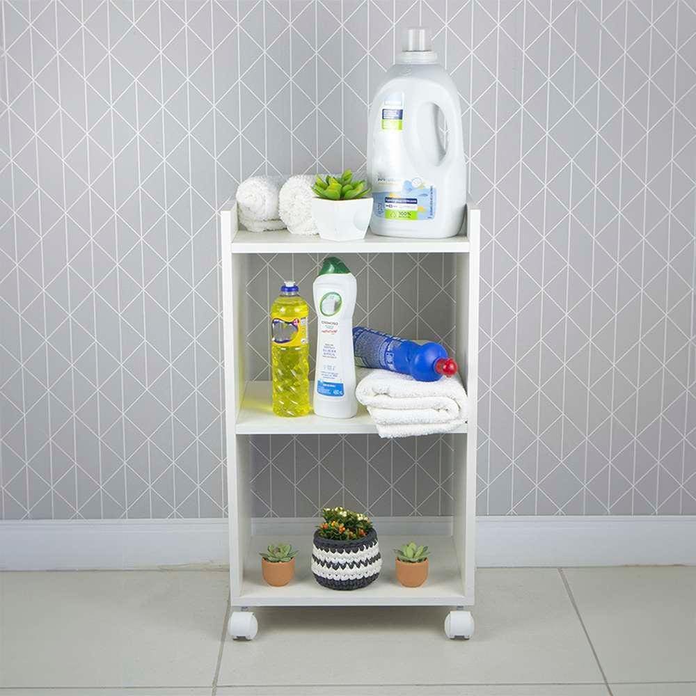 Nicho Organizador Móvel Multiuso para Lavanderia com Rodinhas 40cm