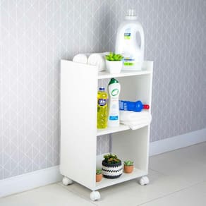 Armário Organizador Multiuso para Lavanderia Branco com Rodízio 40cm