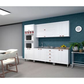 Cozinha Modulada Compacta 5 Peças Sem Tampo de 120 Branco Cristal Luciane Móveis