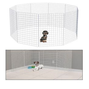 Cercado Móvel para Cachorro Coelho 10 Telas 80cm Altura Cercadinho Pet para Adestrar Filhotes Branco