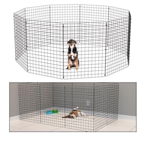 Cercado Móvel para Cachorro Coelho 10 Telas 80cm Altura Cercadinho Pet para Adestrar Filhotes Preto