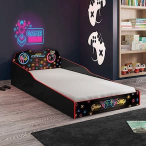 Cama Infantil com Laterais de Proteção Gamer Pura Magia Preto