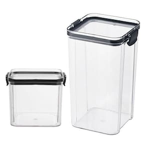 Pote Hermetico Conserva Tampa Trava kit 2 Unid Acrilico Transparente Alimento Mantimento Cozinha