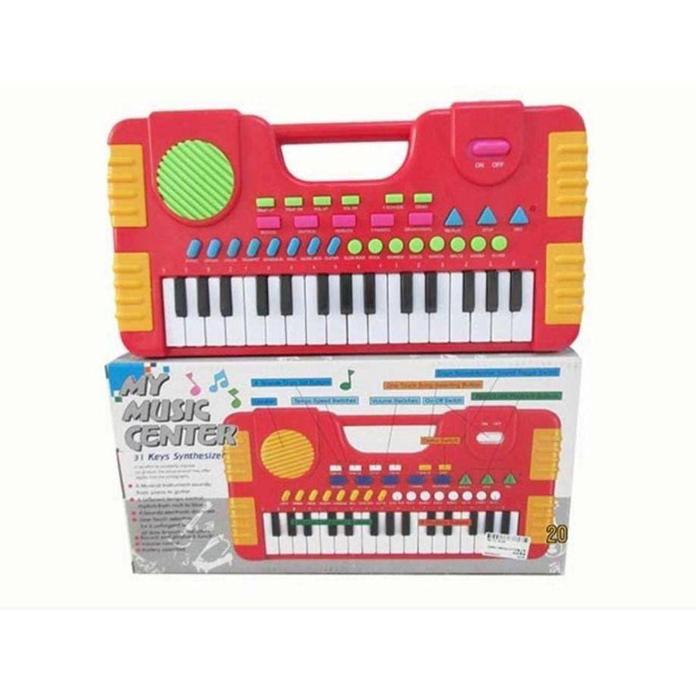 Teclado Piano Musical Infantil Eletrônico 37 Teclas com Microfone (Vermelho)