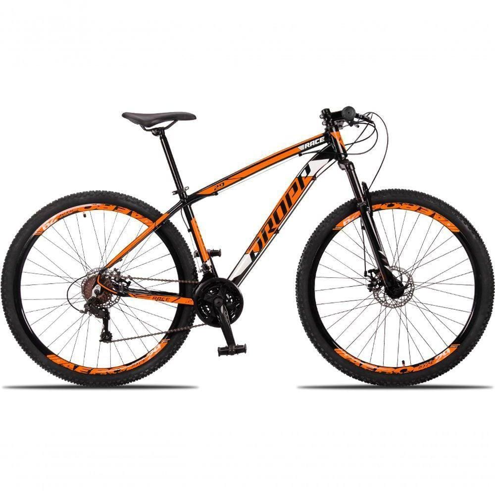 Bicicleta Aro 29 Dropp Race 24 Vel Câmbio Traseiro Shimano Freio A Disco Bike Mtb Alumínio Preto+laranja