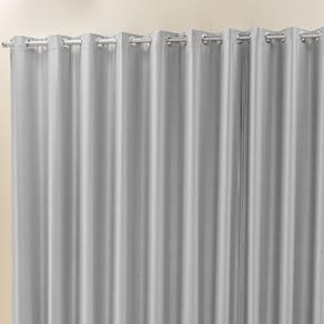 Cortina Madri 4,00M X 2,50M Cinza Liso Tecido Semi Blackout Para Sala Quarto