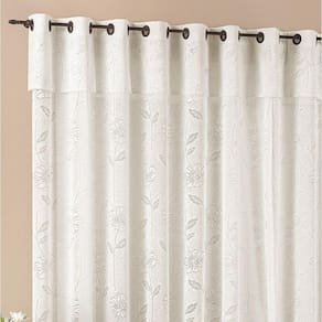 Cortina Luna 2,00M X 2,50M Palha Tecido Renda Floral Leve Para Sala Ou Quarto