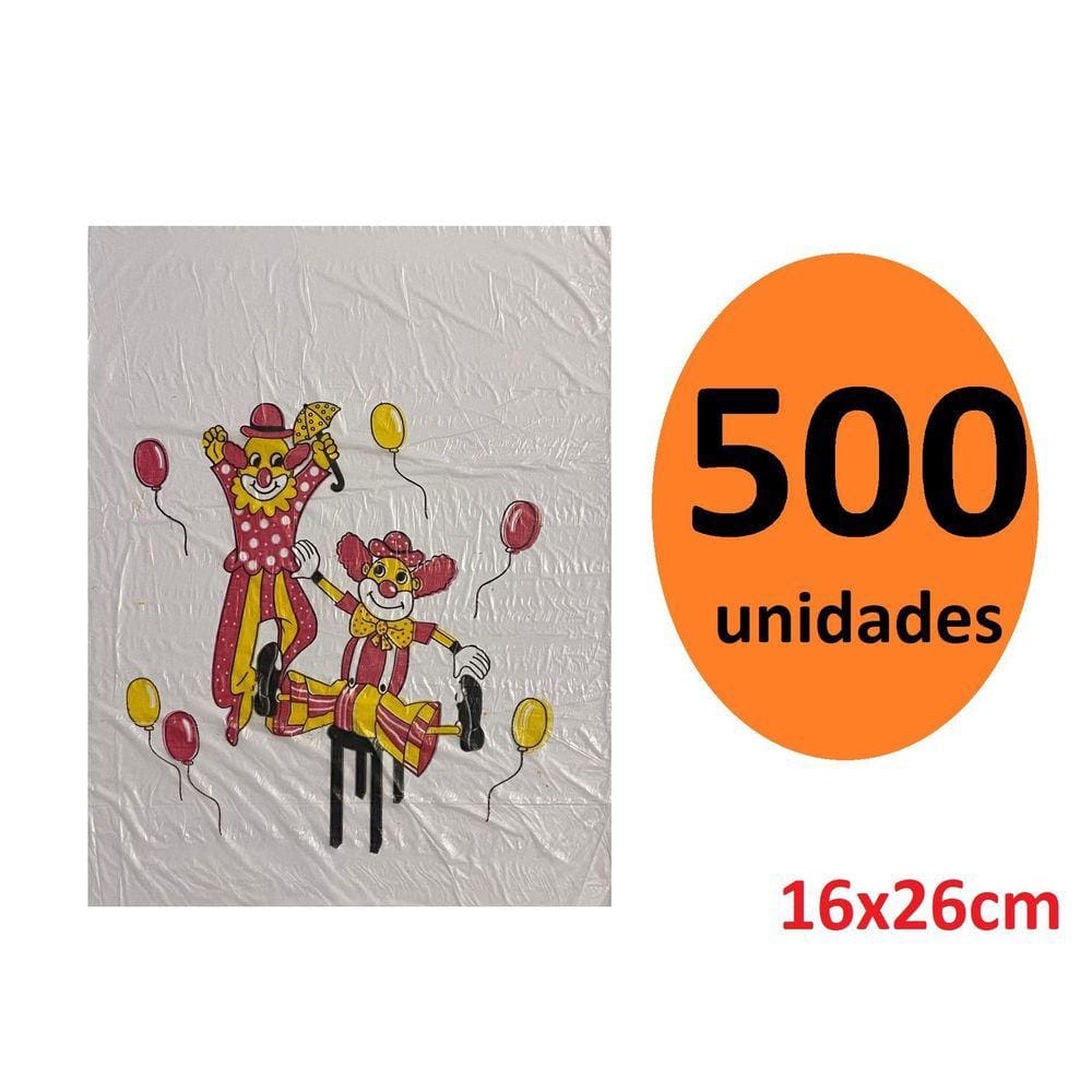 Kit 500 Sacos De Plástico Para Palhaços Dia Das Crianças 16X26