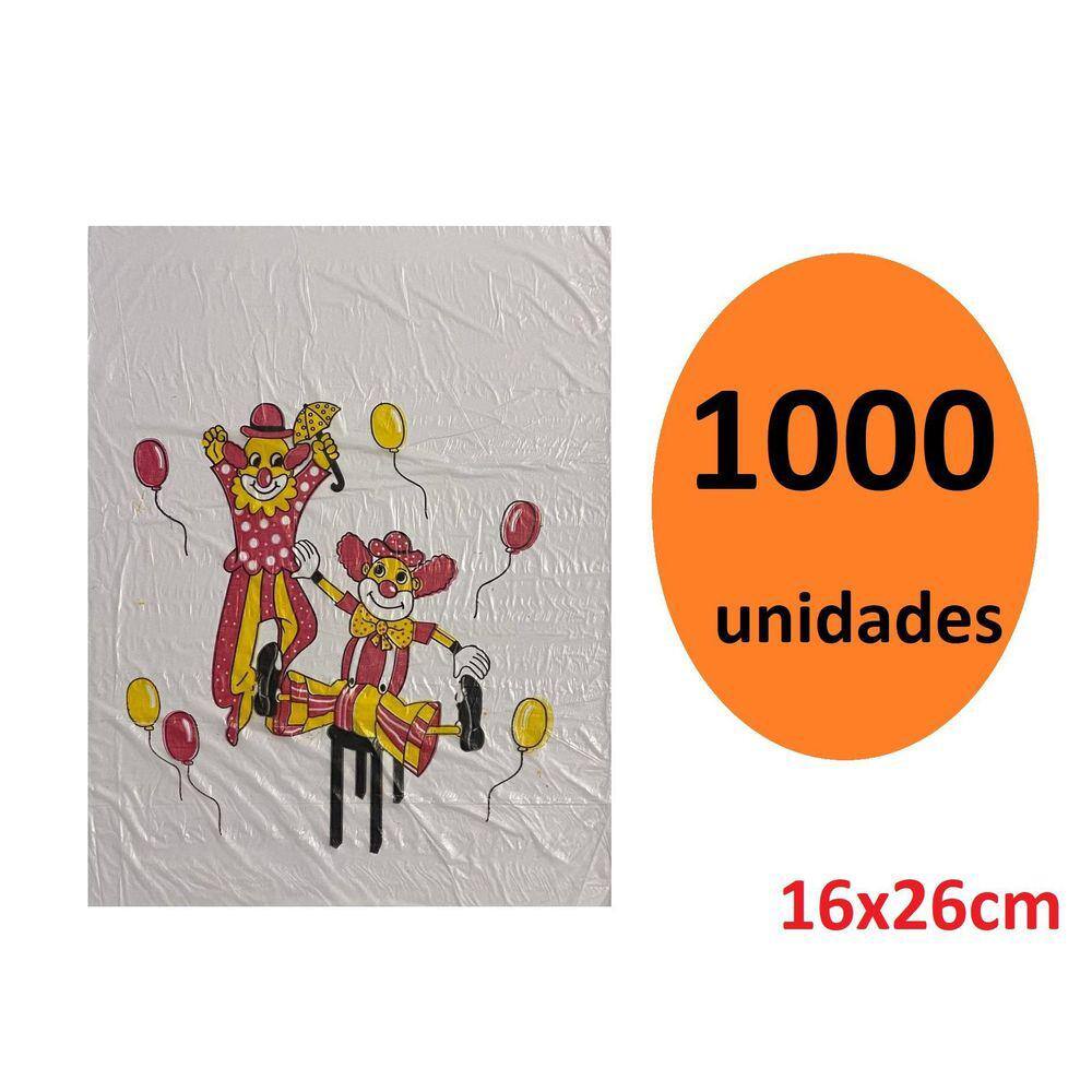 Kit 1000 Sacos De Plástico Palhaço Dia Das Crianças 16X26
