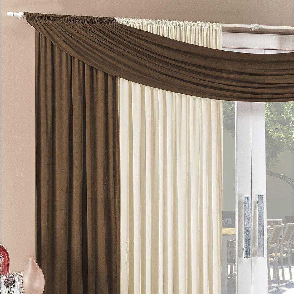 Cortina Alana 2,00M X 1,70M Tabaco Com Palha Tecido Malha Para Sala Ou Quarto