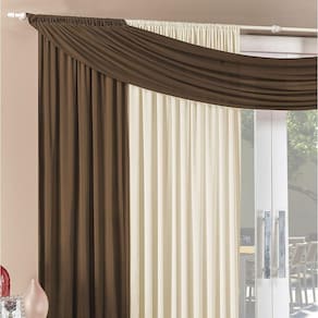 Cortina Alana 3,00M X 2,50M Tabaco Com Palha Tecido Malha Para Sala Ou Quarto
